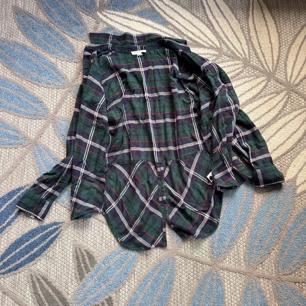 Beachlunchlounge collection Women’s Green/Red/Navy Plaid Button‎ Down Shirt XS - Picture 3 of 7